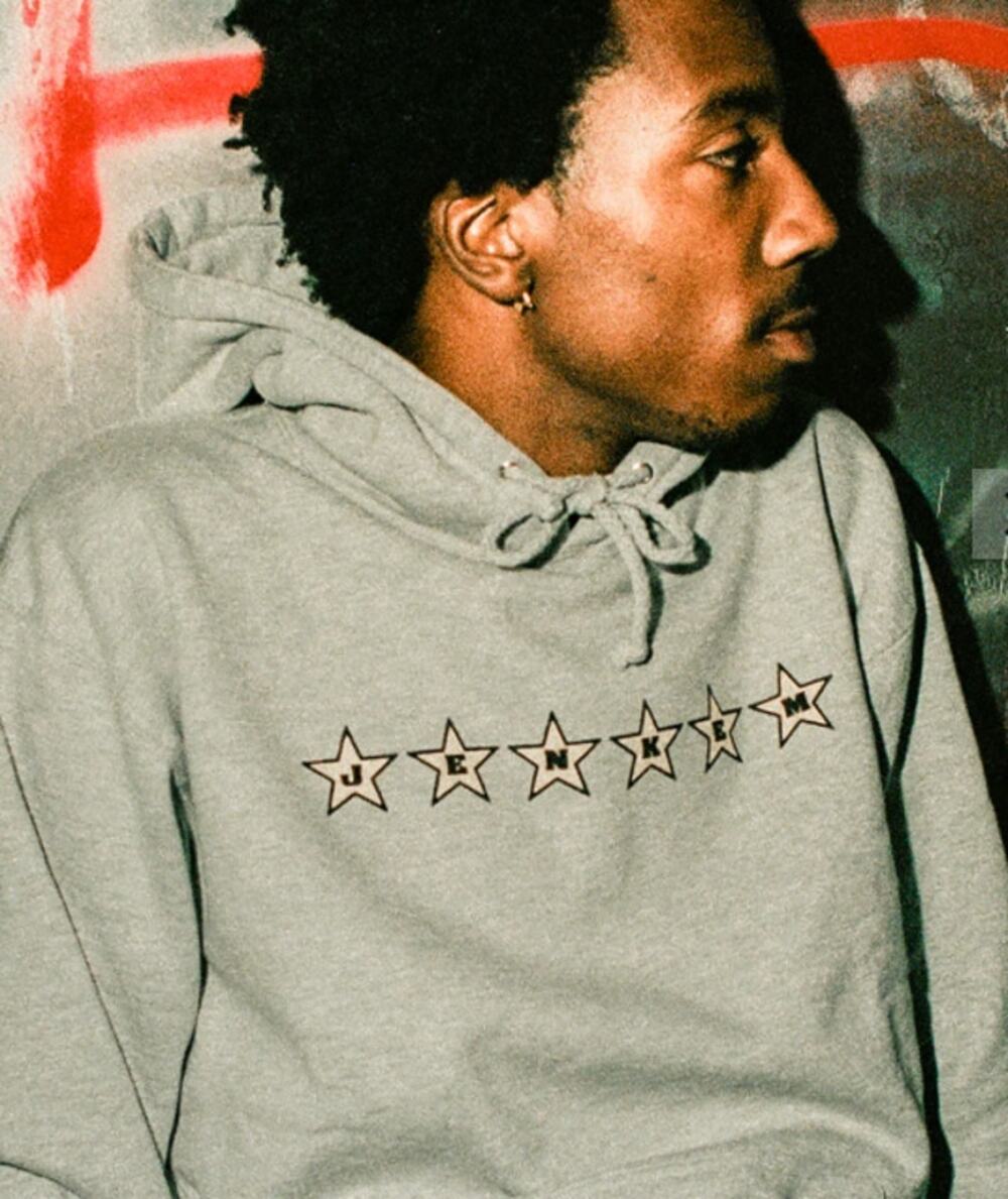 JENKEM 6 Star Hoodie Heather Grey Pullover Sweatshirt Size Large NWOT